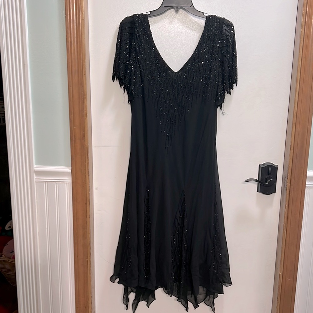 J Kara Black Beaded Formal Dress 22W